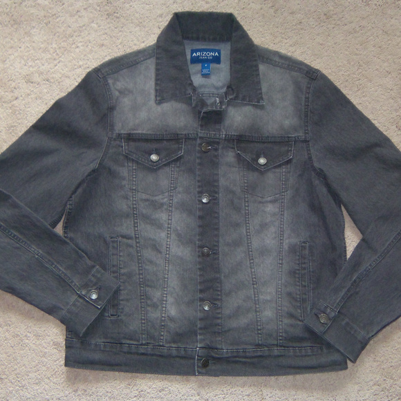 New Mens Arizona Denim Trucker Jacket Washed Black - Picture 4 of 6